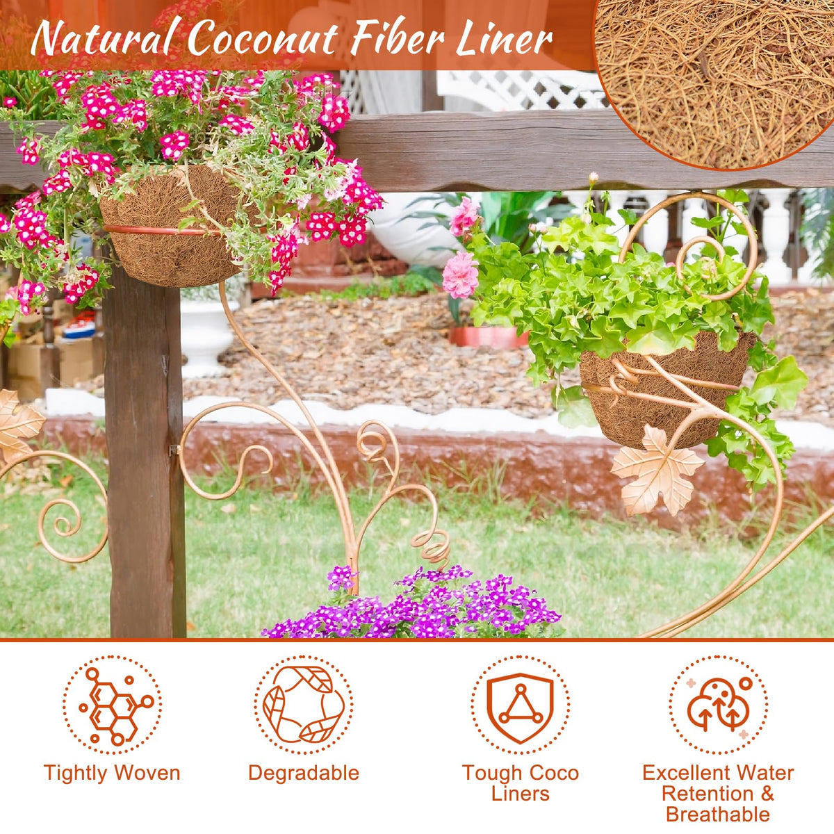 Riare 14in liner material detail showing thick, sturdy coconut fiber