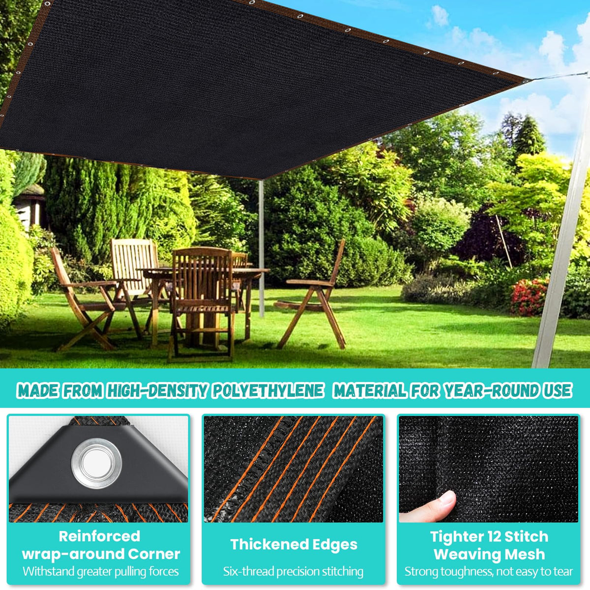 Riare shade cloth draped over a patio pergola for a comfortable outdoor space