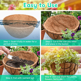 Riare thick coco liner minimizes water loss for steady moisture.