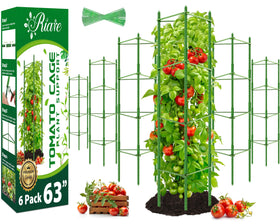 Riare 6-pack tomato cages reach 63 inches for tall plants and strong support.