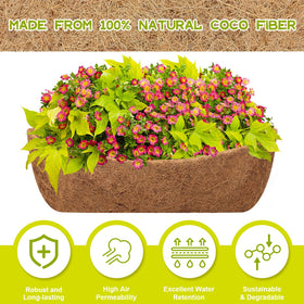 Riare liner installed in hanging basket for easy fit and decorative appeal.