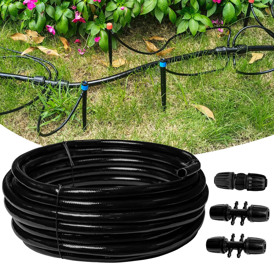 Riboud 50ft half-inch drip tubing main line for durable garden watering.