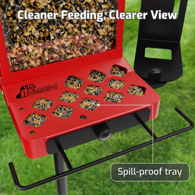 RichBird feeder front window showing seed level for easy refills