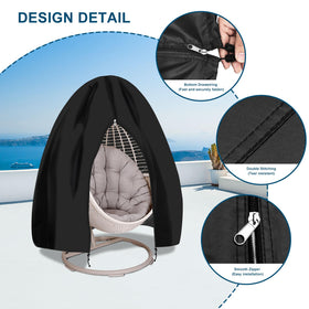 RICHIE egg chair cover heavy-duty 600D Oxford material resists tears outdoors.