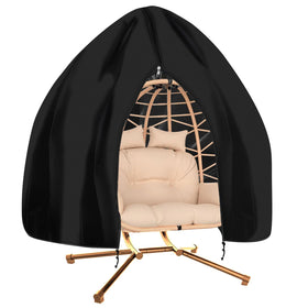 RICHIE waterproof patio double egg chair cover, rain storm backdrop demonstrates windproof protection