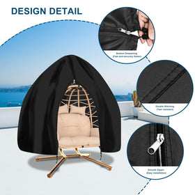 RICHIE waterproof patio double egg chair cover, zipper close for easy on and off