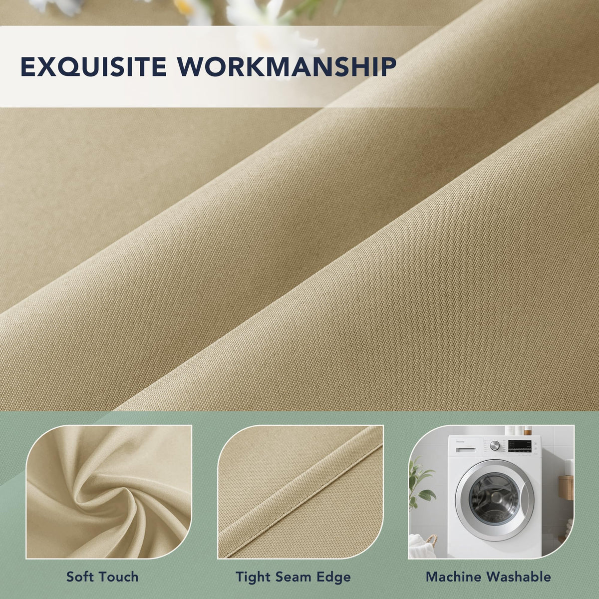 RichSets six-panel cream curtains provide ample coverage for large outdoor spaces