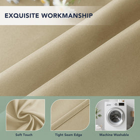 RichSets six-panel cream curtains provide ample coverage for large outdoor spaces