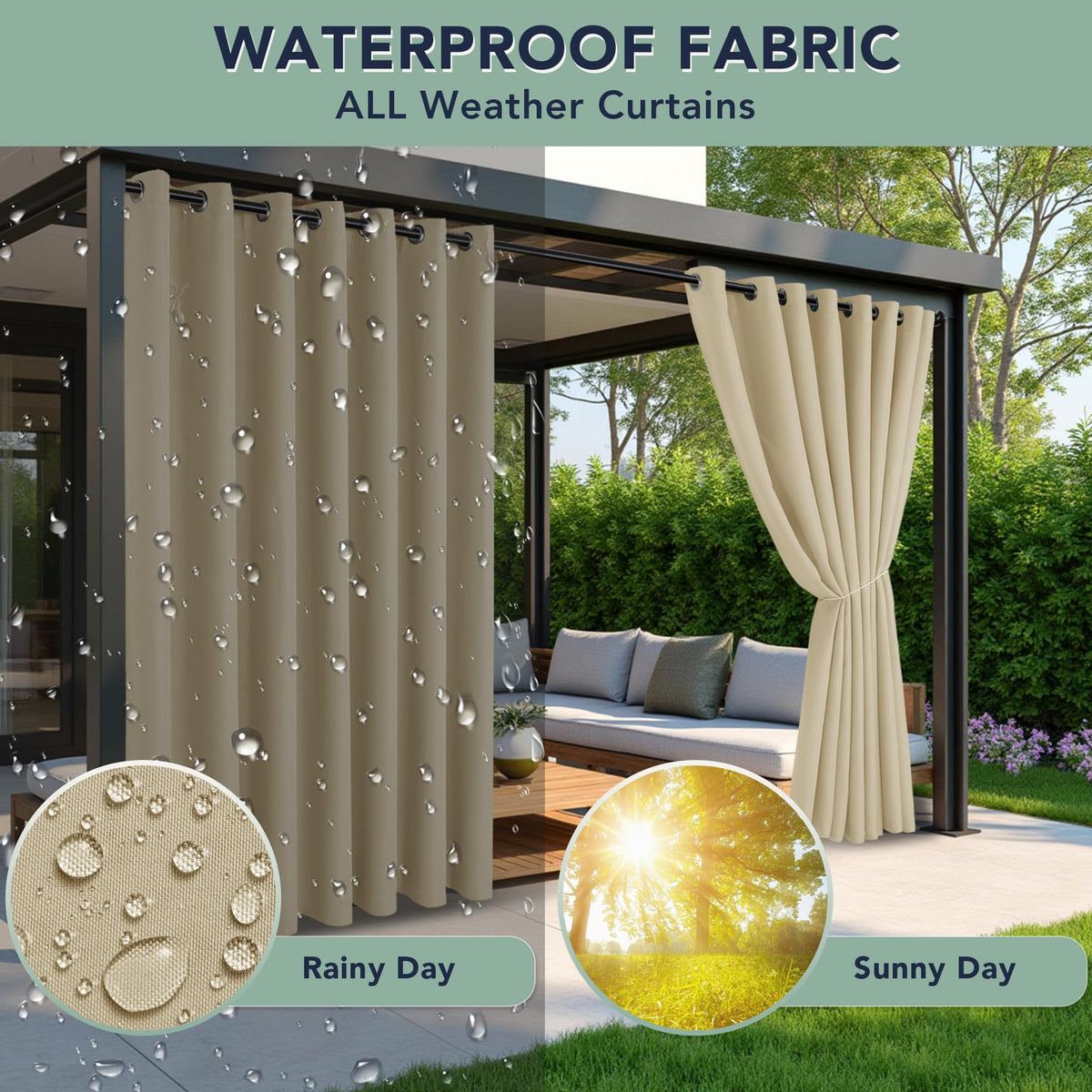 RichSets weatherproof patio curtains guard against sun and rain while preserving your view