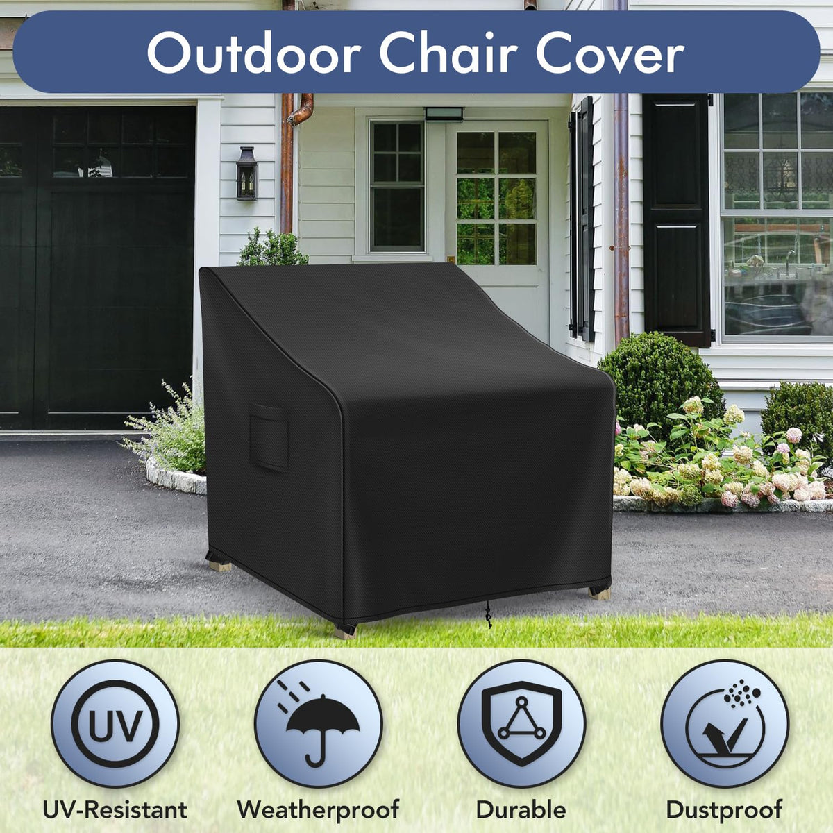 Richwon Adirondack chair cover sized to fit 32w x 37d x 36h inches