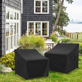 Two black Richwon covers included for outdoor chairs