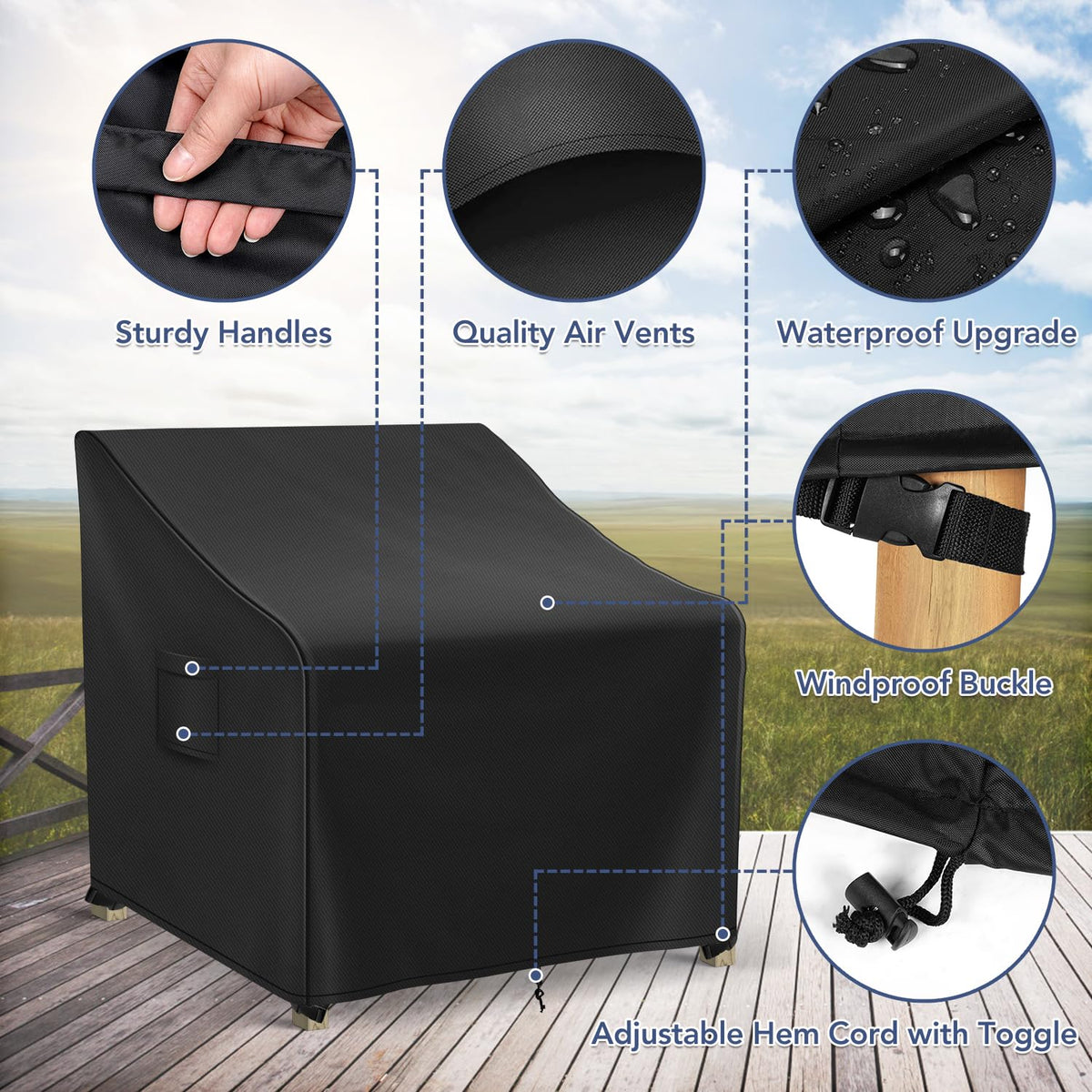 Richwon Adirondack chair cover with UV protection for sun exposure