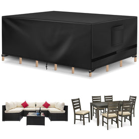 Richwon patio cover on rectangle furniture (90in x 64in x 28in) protects against rain and sun
