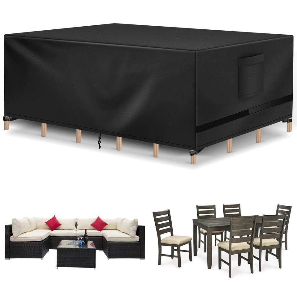Richwon patio cover on rectangle furniture (90in x 64in x 28in) protects against rain and sun