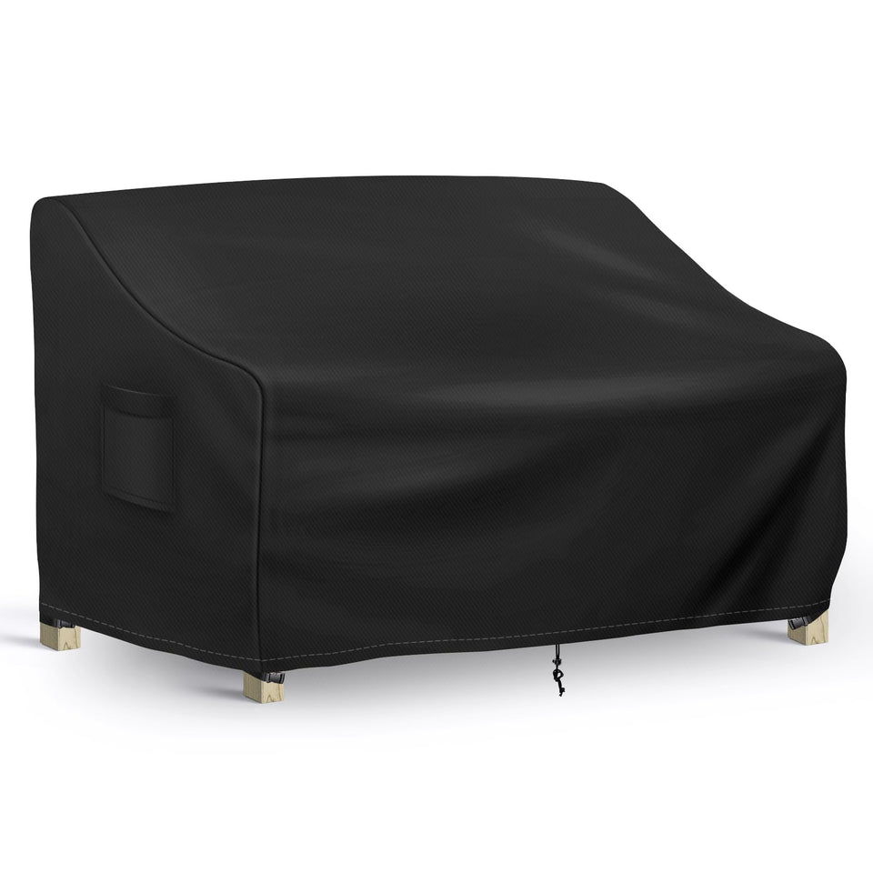 Richwon patio loveseat cover front view shows full coverage in black