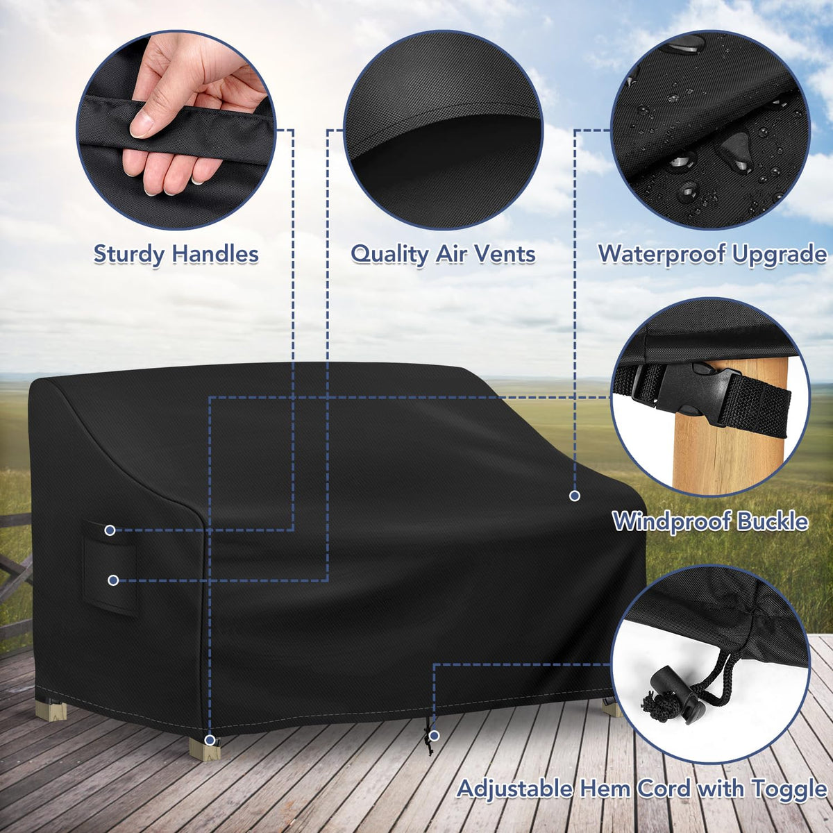 Close-up of Richwon waterproof fabric highlighting durable, weather-ready material
