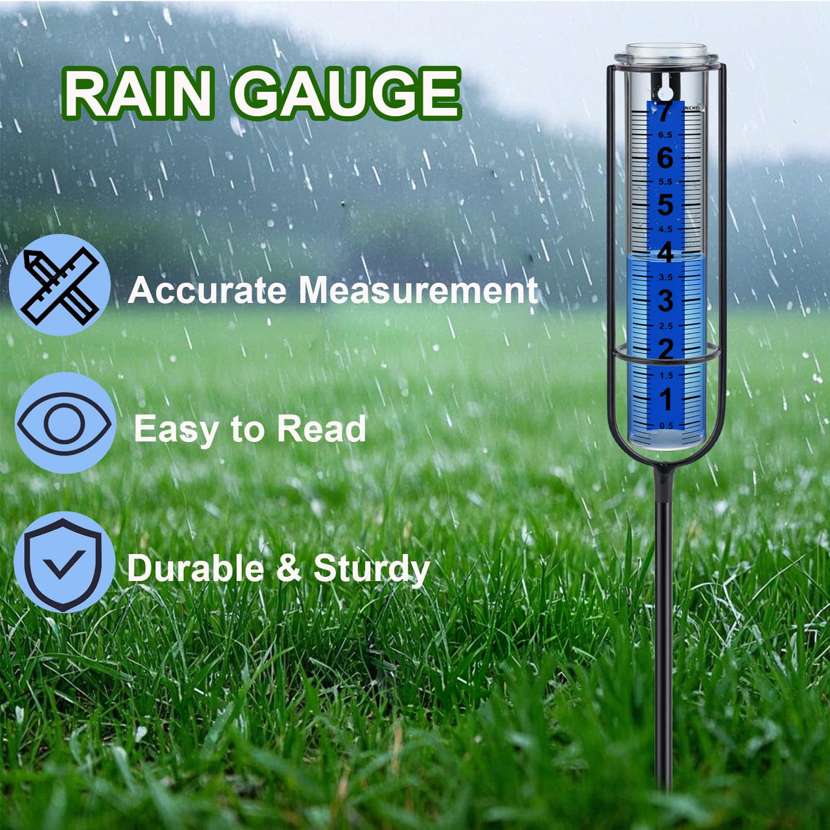 Ricihene rain gauge easy-assembly design enables quick setup.
