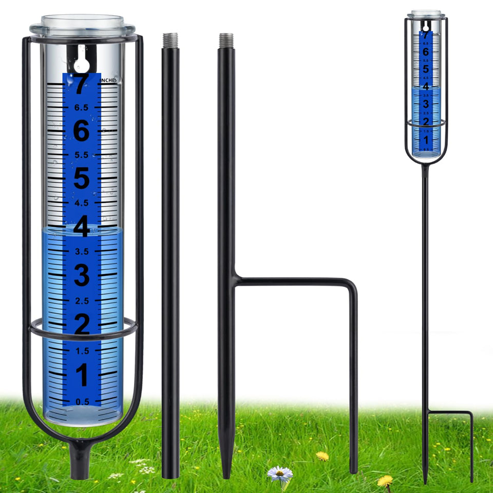 Ricihene rain gauge with upgraded precision tube for accurate rainfall readings.
