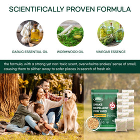 Rictex Snake Repellent Pouch beside plants protects greenery and pets