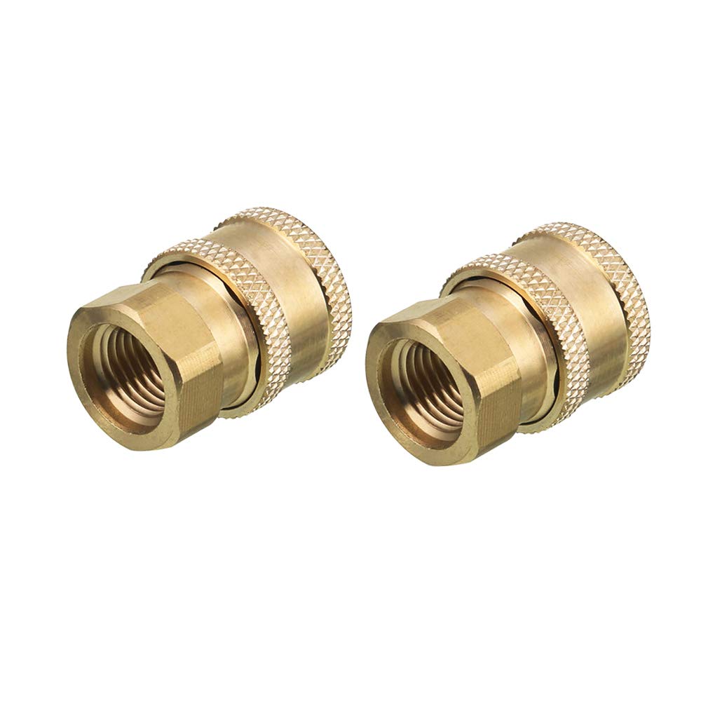 RIDGE WASHER 1/4-inch quick connect brass fitting with female NPT for versatile compatibility.