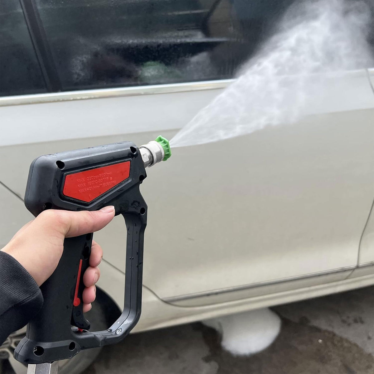 RIDGE WASHER attachments-ready gun supports turbo nozzle and surface cleaner use.