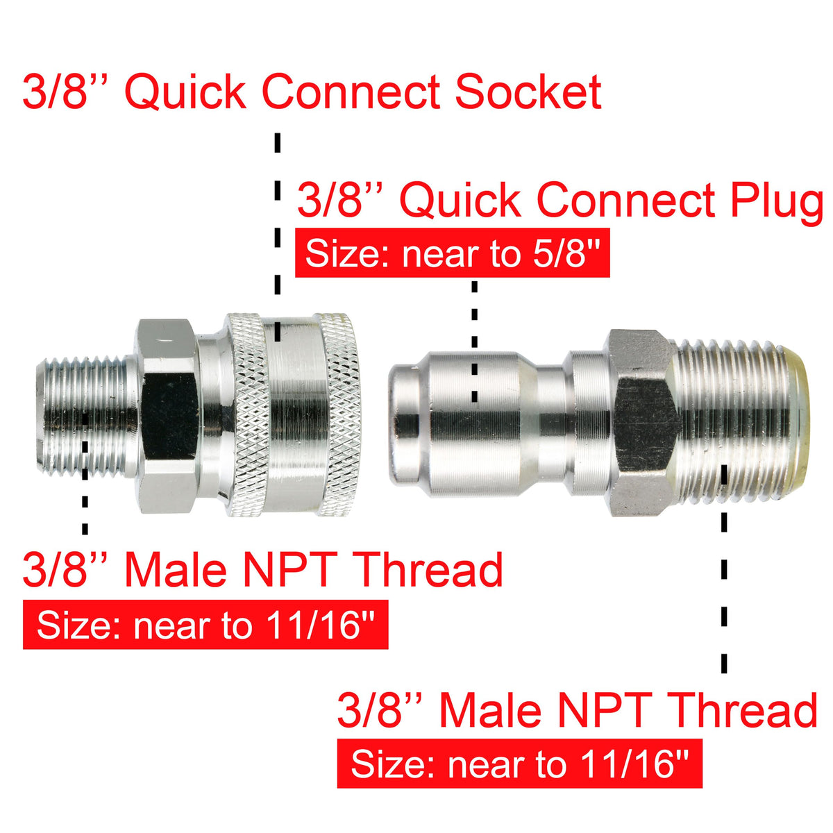 RIDGE WASHER brass pressure adapter ensures durable leak-resistant 3/8-inch NPT threads.
