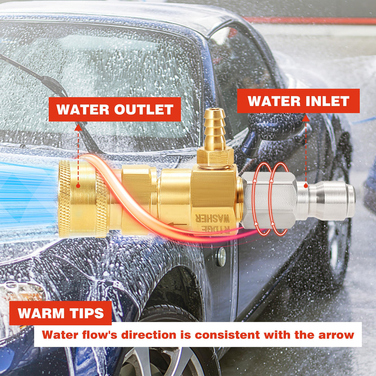 RIDGE WASHER injector kit ideal for vehicles, floors, and walls.