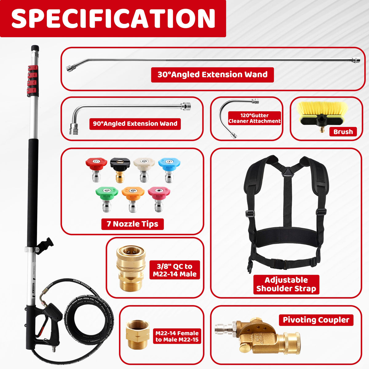RIDGE WASHER complete cleaning kit for efficient outdoor maintenance.