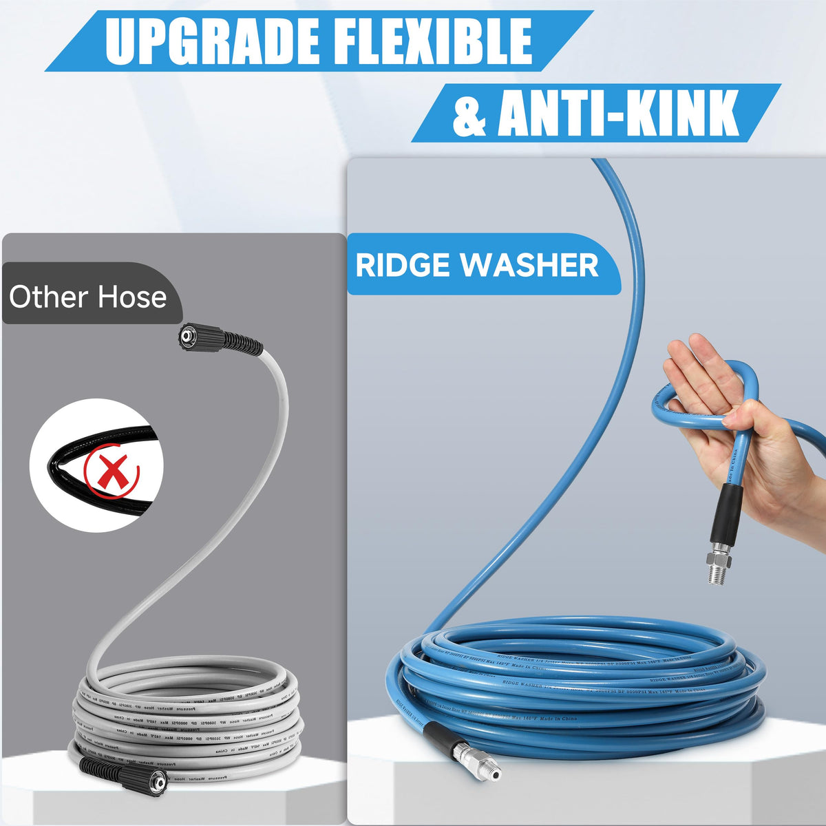 RIDGE WASHER corner nozzle clears tight bends and corners effectively