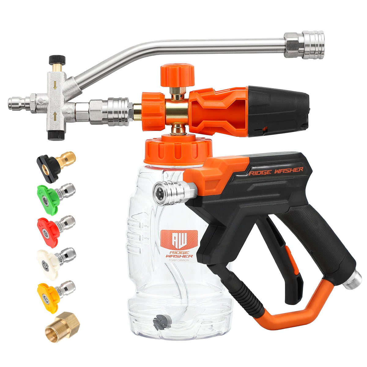 RIDGE WASHER foam cannon dual connector enables quick foam mode switch.