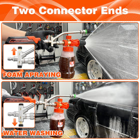 RIDGE WASHER foam cannon two-way valve for seamless foam or water flow.
