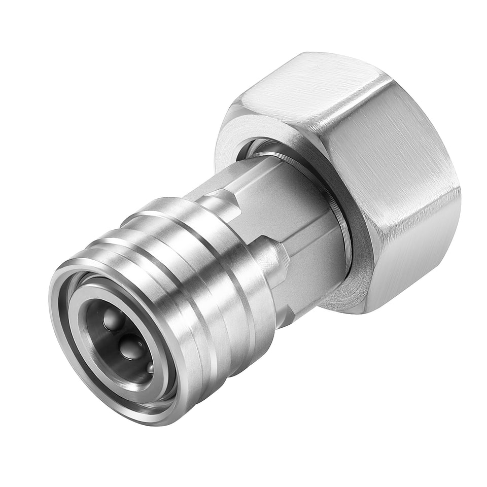 RIDGE WASHER garden hose to pressure washer adapter connected to hose for light exterior cleaning.
