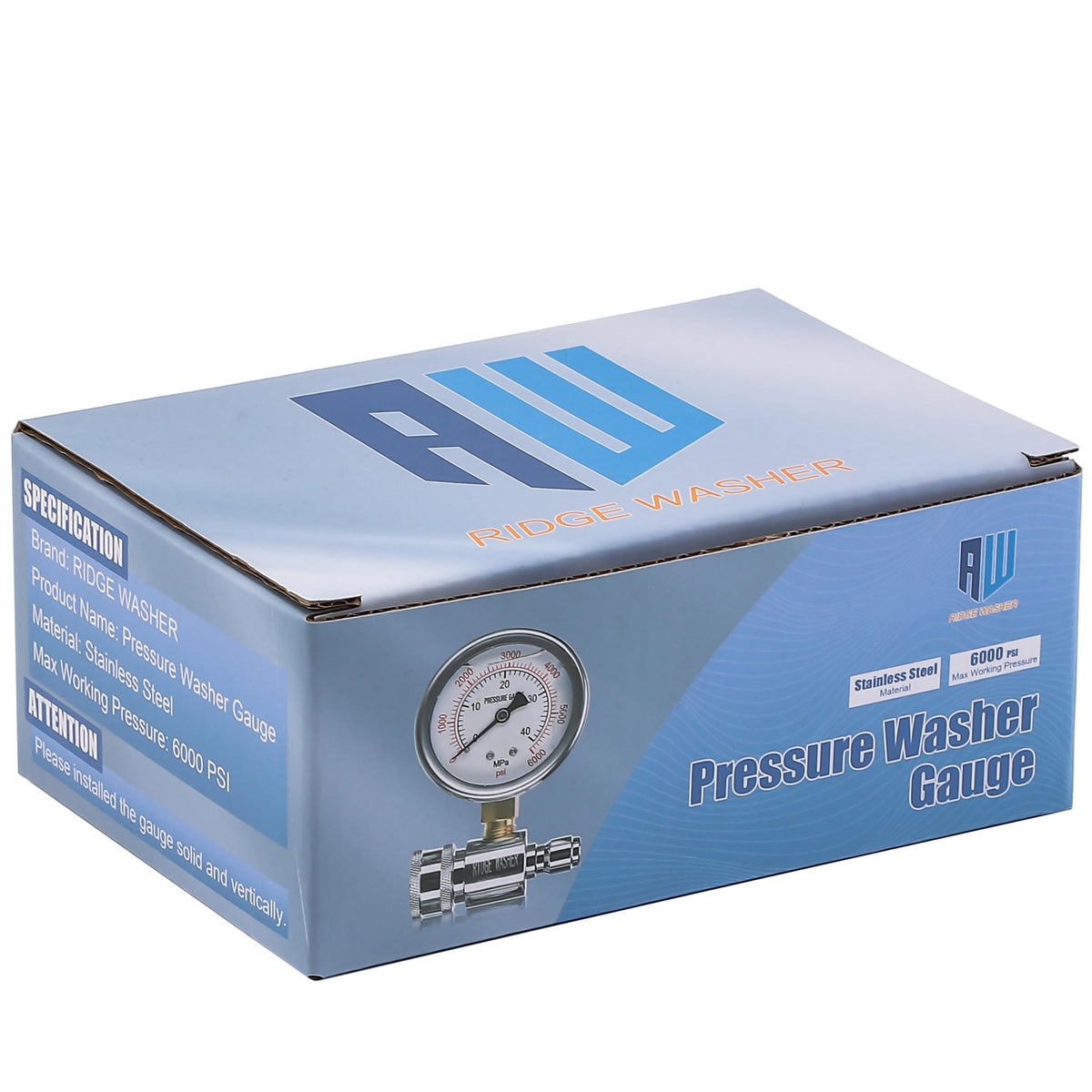 Gauge positioned between hose and pump for direct pressure readings