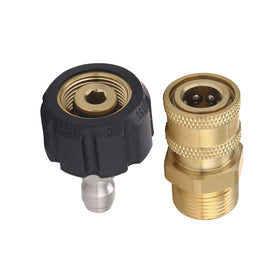 RIDGE WASHER M22 to 1/4 inch quick connect adapter connects gun to wand for versatile cleaning.