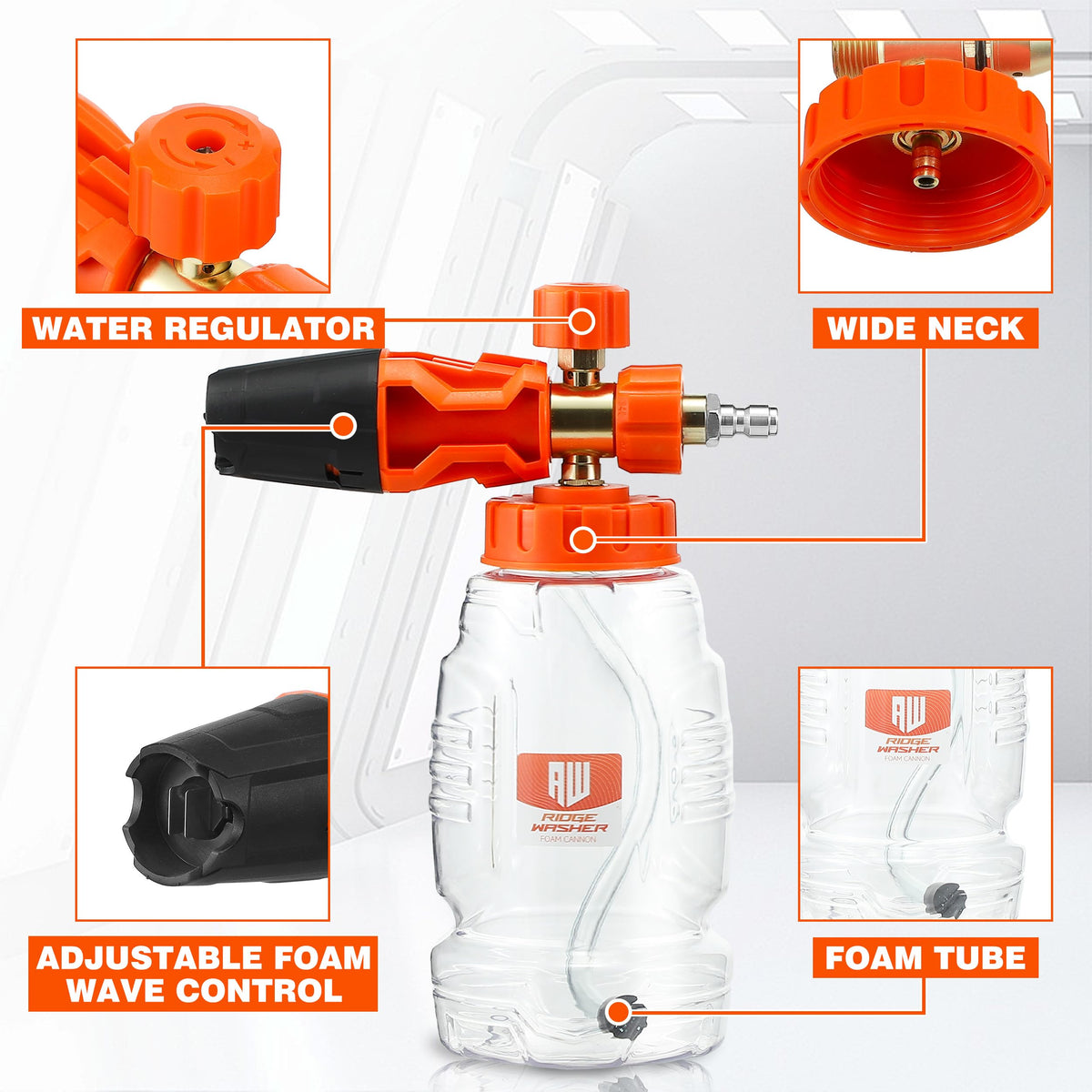 RIDGE WASHER pressure gun rated up to 3600 PSI for strong foam.