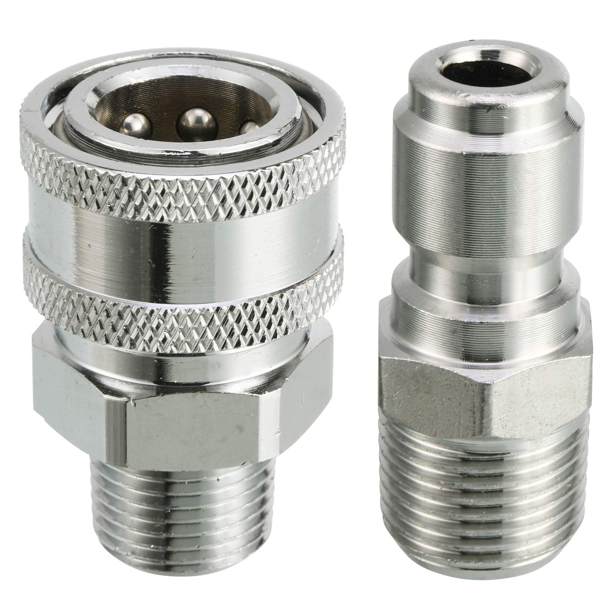 RIDGE WASHER quick-connect couplers for fast, secure hose connections up to 5000 PSI.
