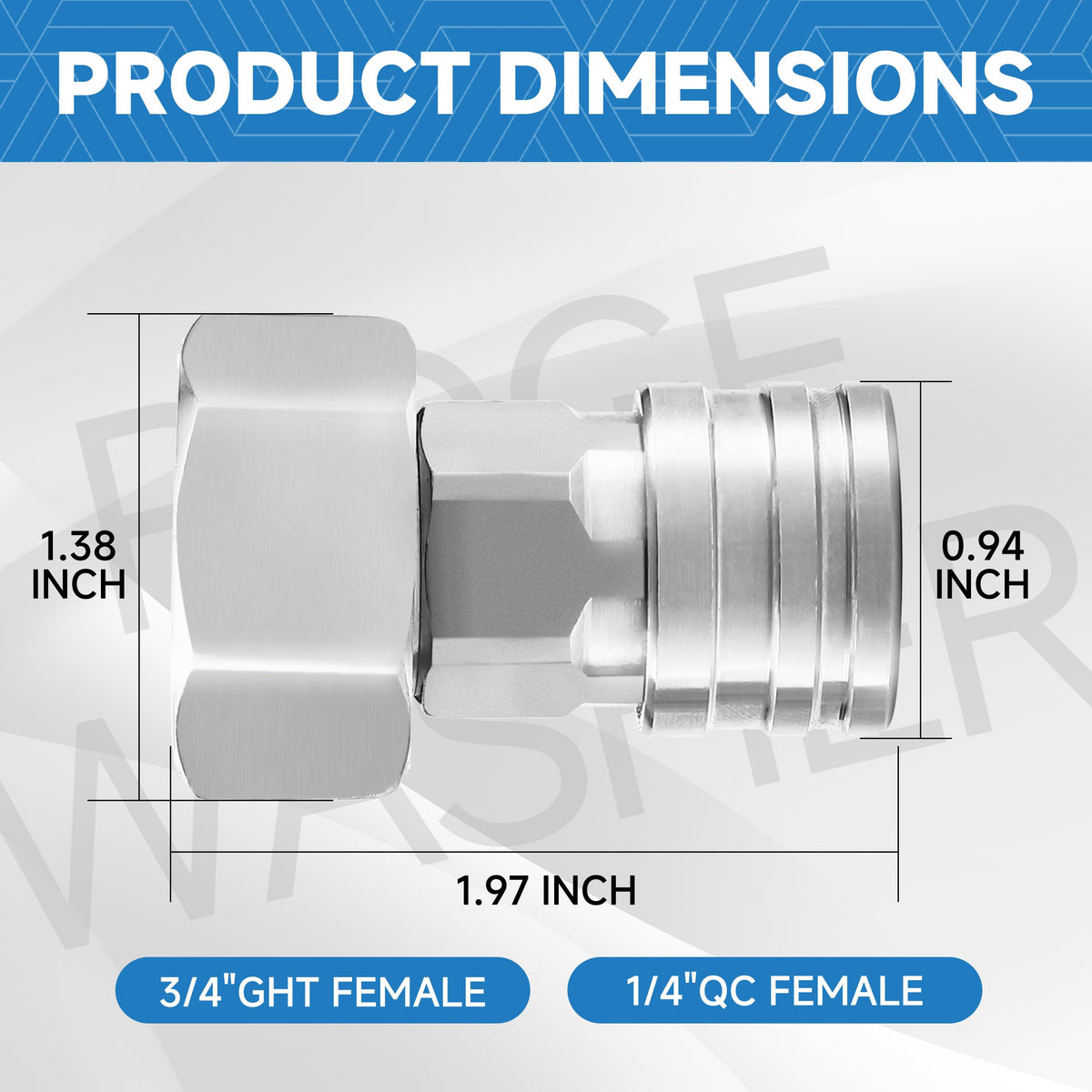 RIDGE WASHER quick connect interface enables easy attachment to foam cannons and nozzles.