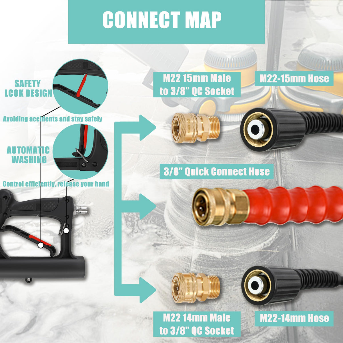 RIDGE WASHER surface cleaner compatible up to 4500 PSI for tough tasks