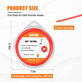 Rifatrio heavy-duty trimmer line 0.095 inch on a new roll for long life.