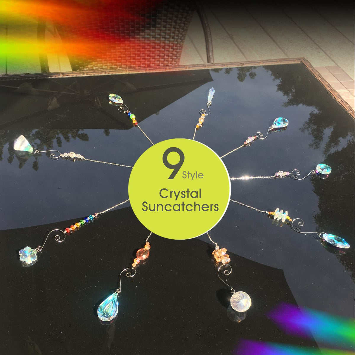 RIFNY rainbow maker sun catcher hangs in windows to brighten spaces with light