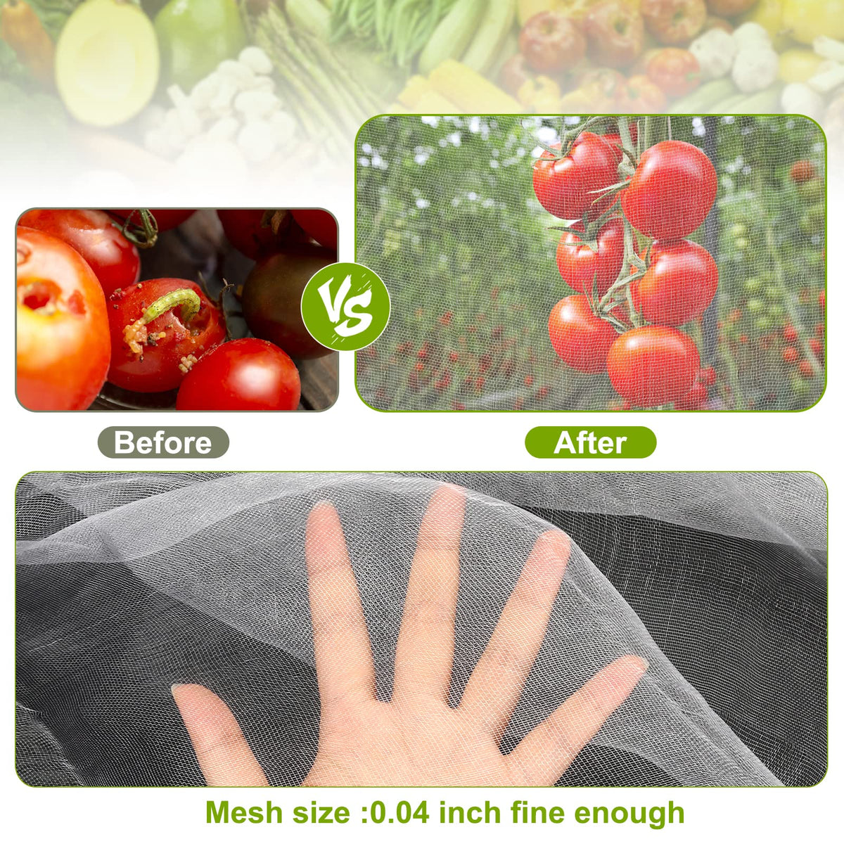 RIFNY pest barrier helps vegetables thrive by deterring birds and rodents