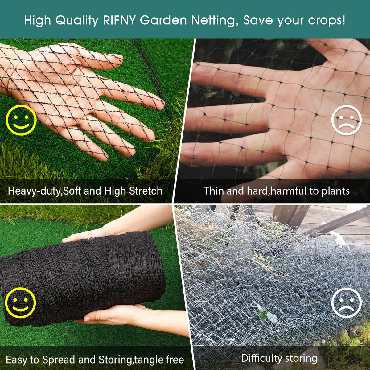 RIFNY weather-resistant netting withstands heat and cold year round