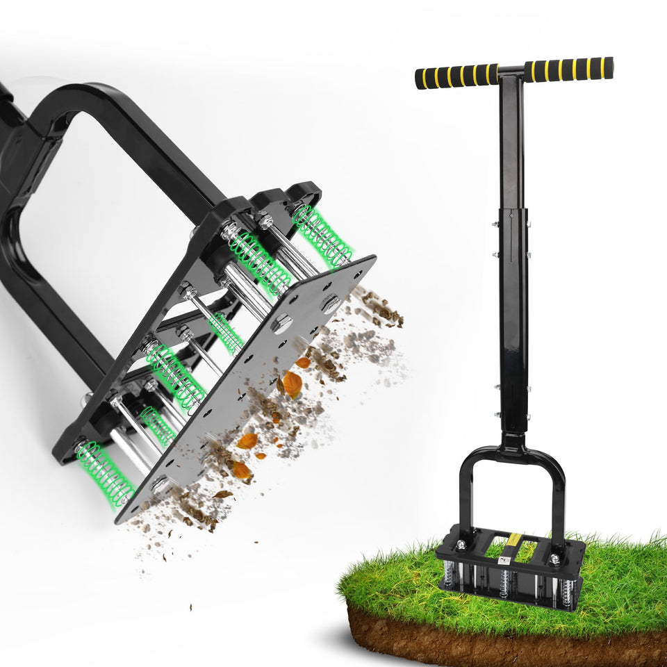 RIFPOD Lawn Aerator with 15 spikes penetrates soil for thorough aeration.