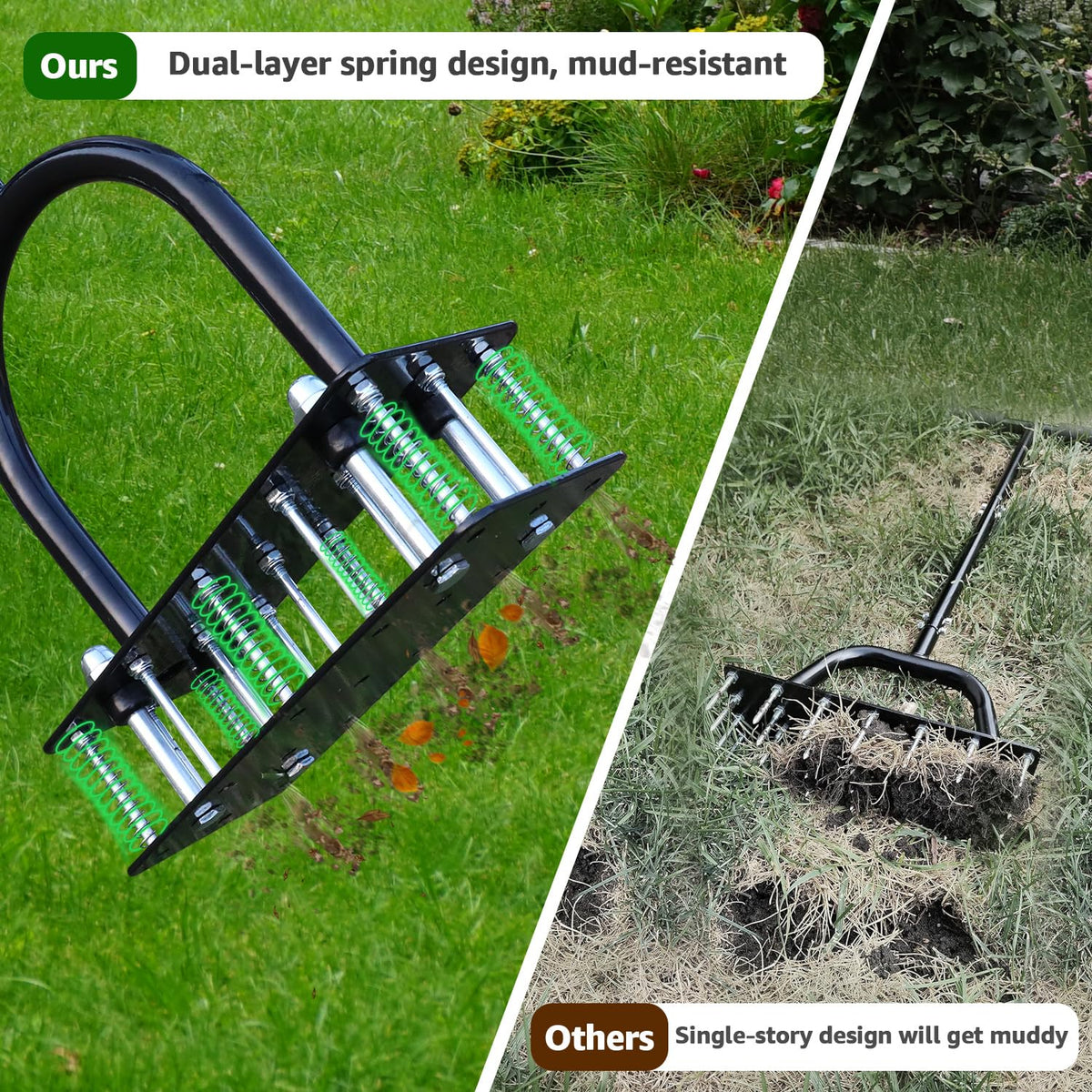 RIFPOD lawn aerator highlights a heavy-duty iron frame built to withstand tough yard work