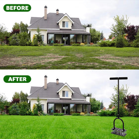 RIFPOD lawn aerator in action across a lush, thriving lawn