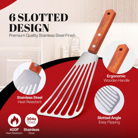 Rifsa spatula features a tapered edge for whisper-light flipping