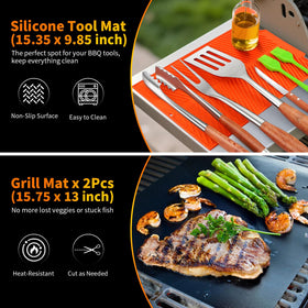 RIKOJUXI nonstick grill mats prevent sticking and simplify cleanup.
