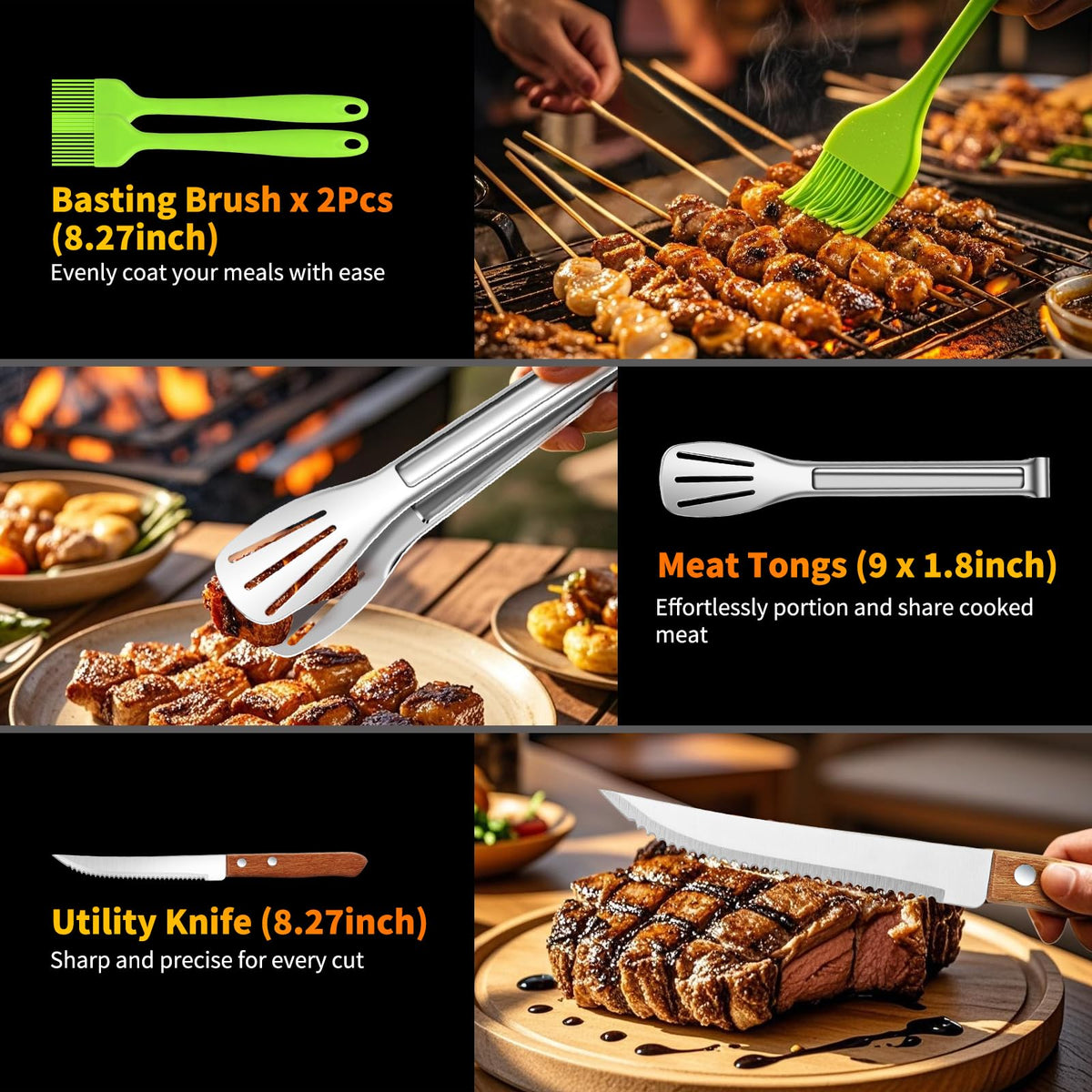 RIKOJUXI silicone basting brush for even sauce application.