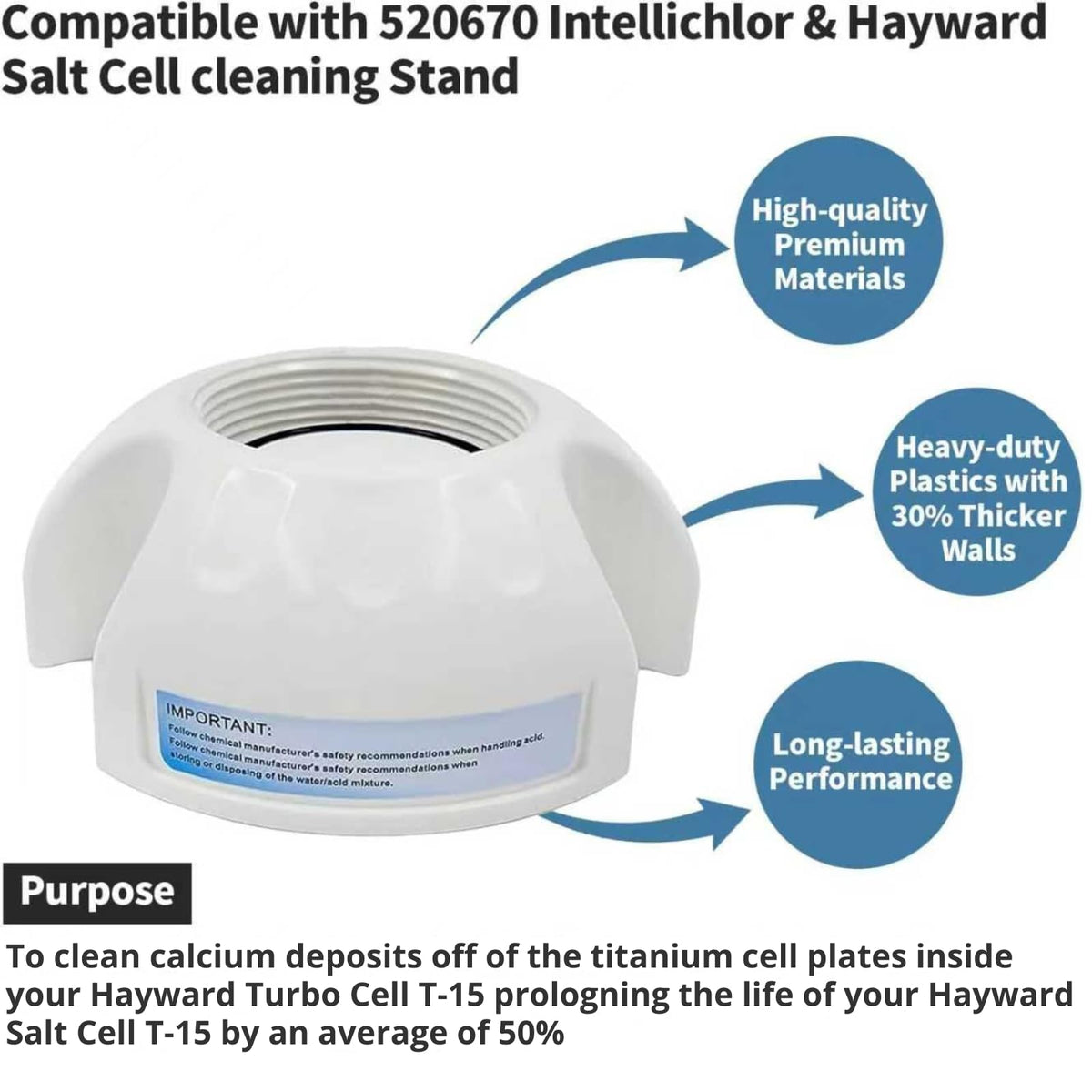 RILDWO GLX-CELLSTAND kit supports Hayward and Pentair chlorinators for easy cleaning