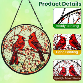 Riletese cardinal stained glass sun catcher hanging chain offers easy, secure window display
